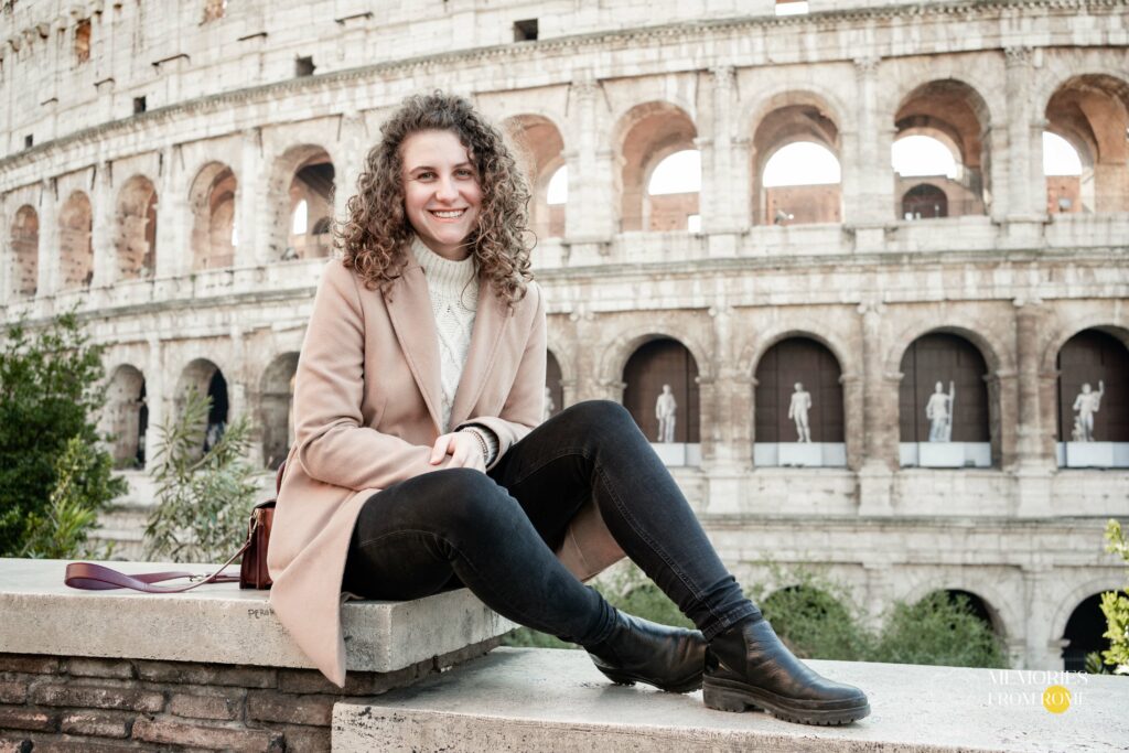 Colosseum and young lady during the solo traveler photoshoot