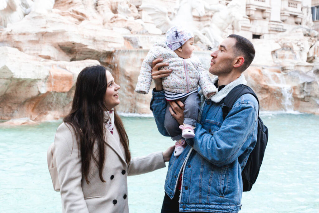 Family photo shoot at Fontana di Trevi Rome