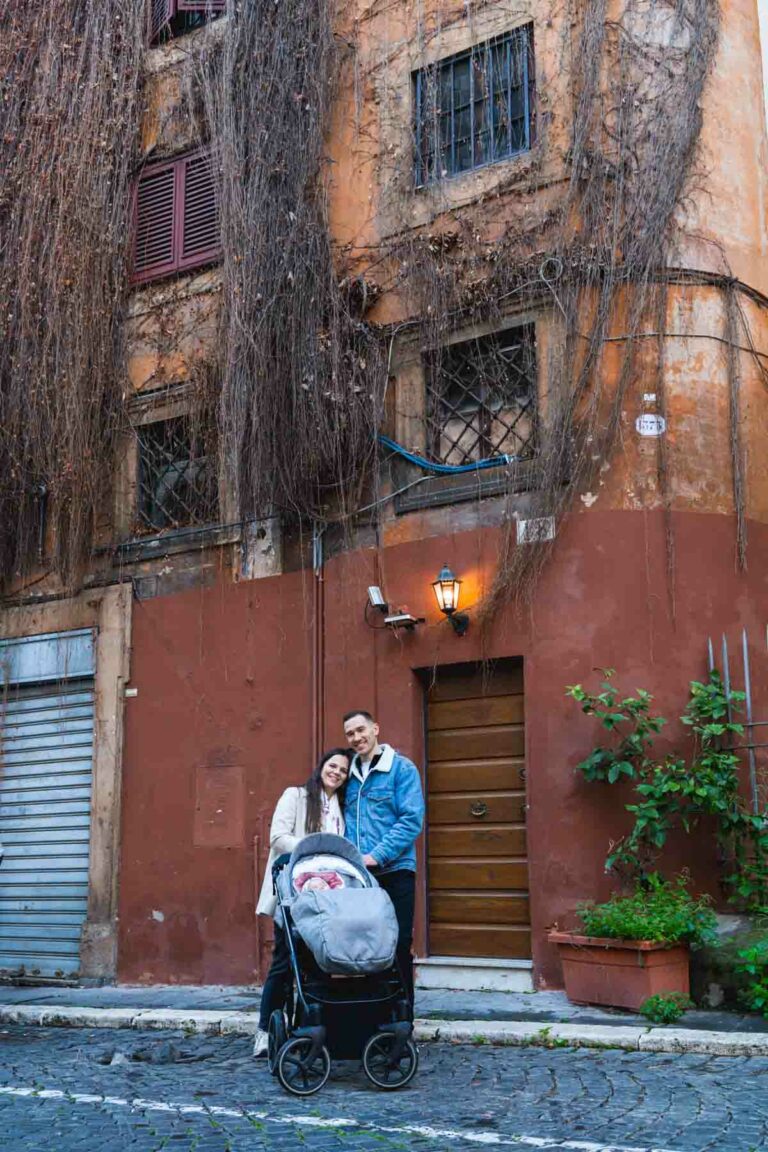 Young family in Rome with tipical roman house