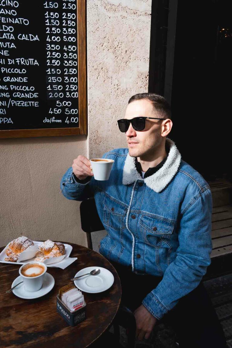 Italian vibes, cappuccino and photoshoot in the city center of Rome