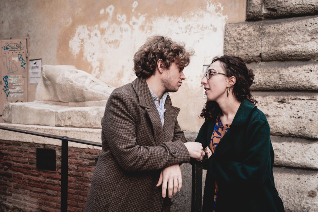 Photo shoot about the love story of a young couple near to the Pantheon, engagement photography